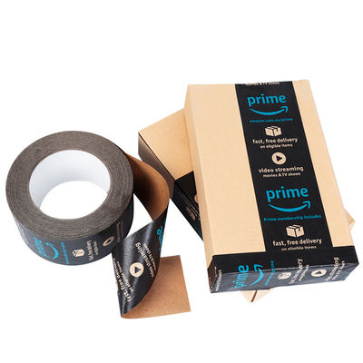 Custom Printed Logo Verstärkt Braun Schwarz Wasser aktiviert Selbstklebstoff zerbrechliche Verpackung Kautschuk Kraftpapierband